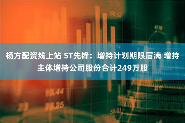 杨方配资线上站 ST先锋：增持计划期限届满 增持主体增持公司股份合计249万股