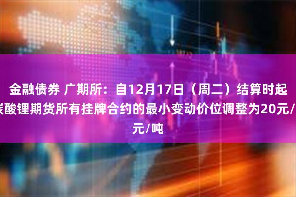 金融债券 广期所：自12月17日（周二）结算时起 碳酸锂期货所有挂牌合约的最小变动价位调整为20元/吨