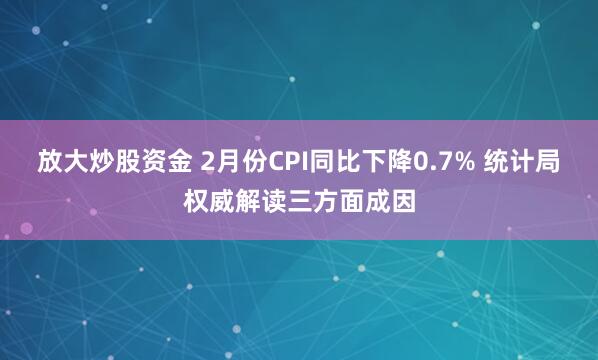 放大炒股资金 2月份CPI同比下降0.7% 统计局权威解读三方面成因